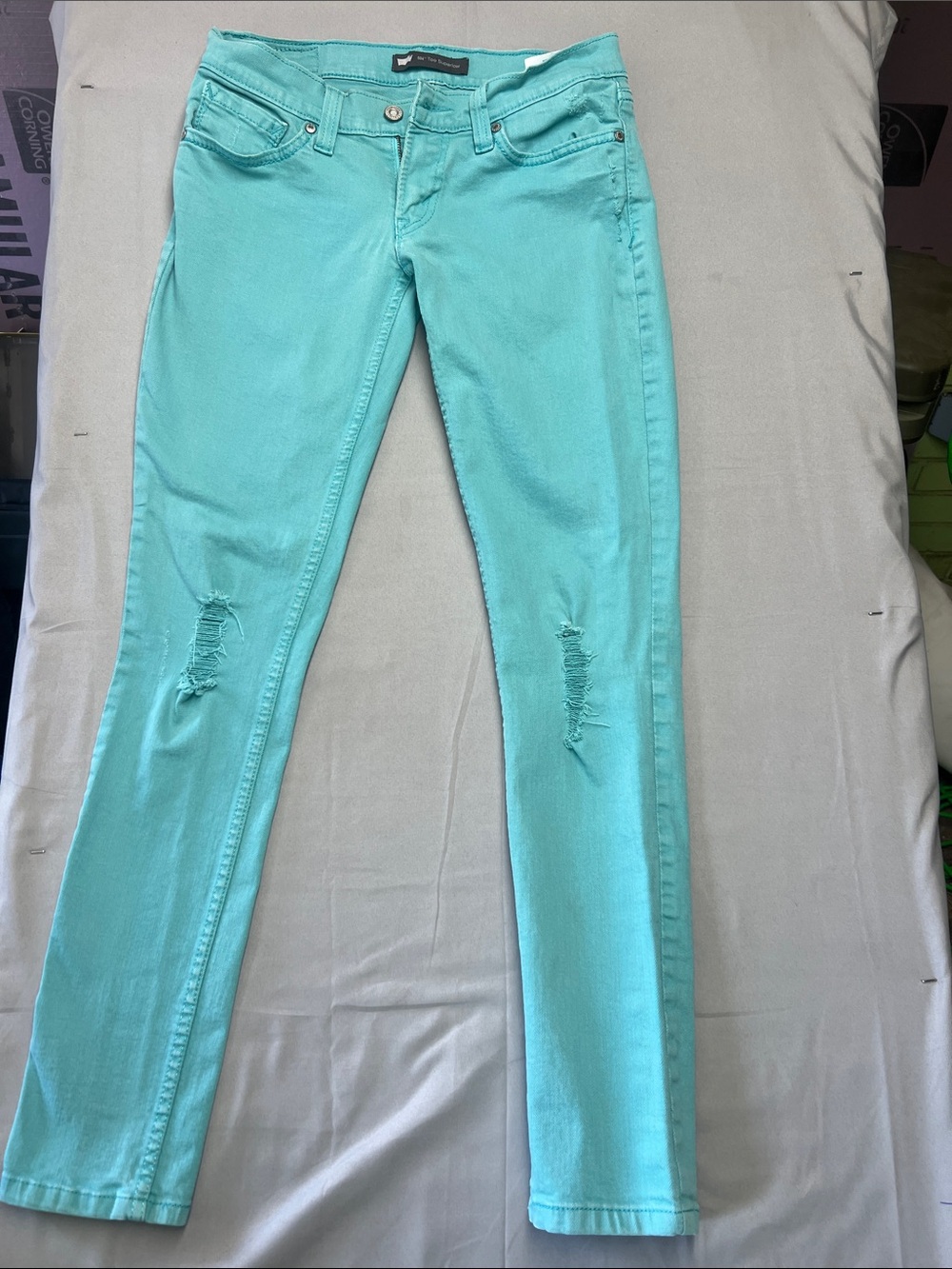 Levi's 524 Too Superlow Aqua Skinny Jeans